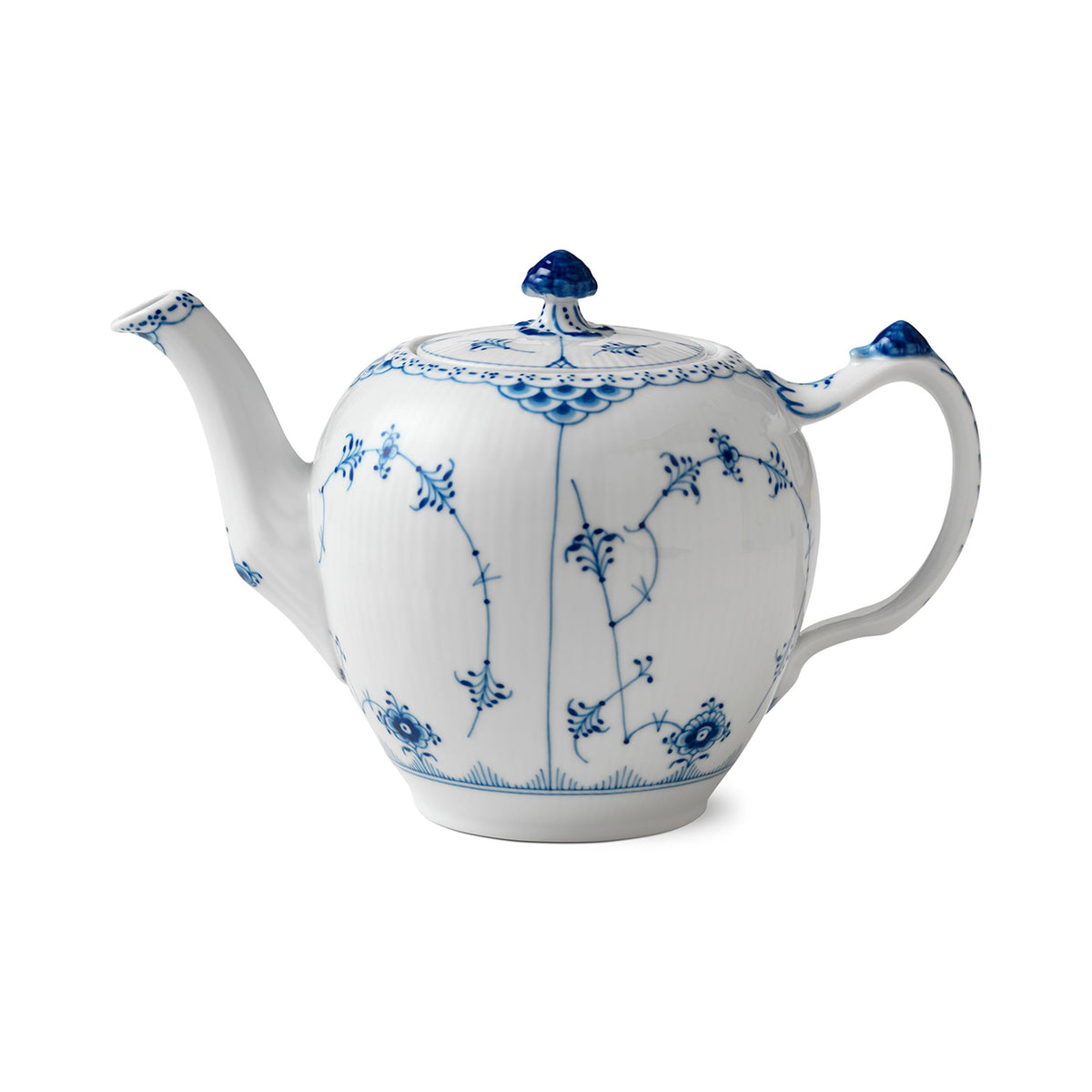 Blue Fluted Half Lace Teapot, 100 cl