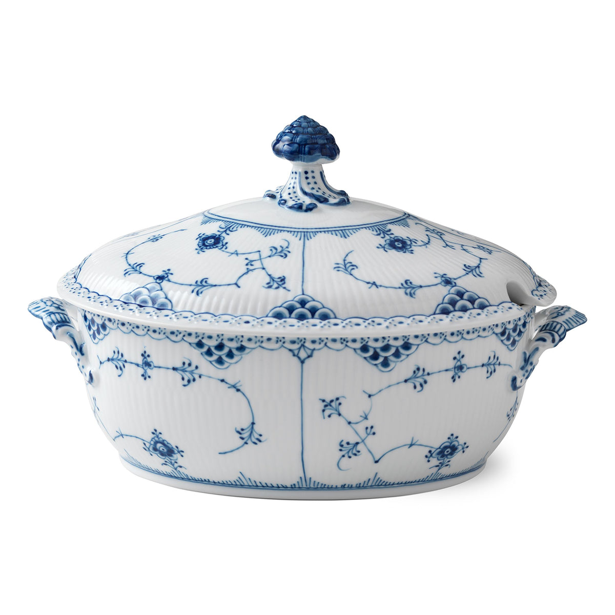 Musselmalet Halbspitze Blau Terrine mit Deckel, 200 cl