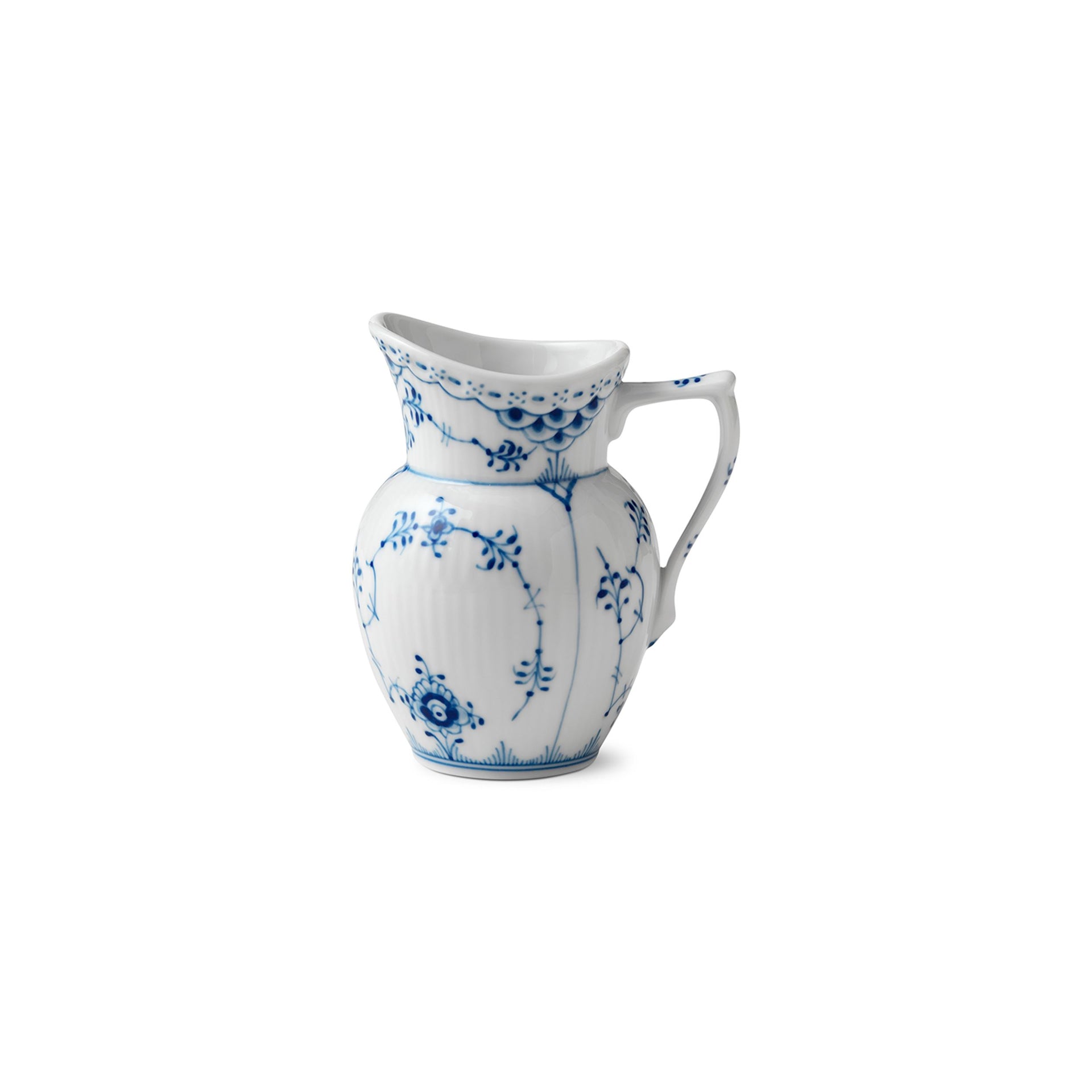 Blue Fluted Half Lace Cream Jug, 17 cl