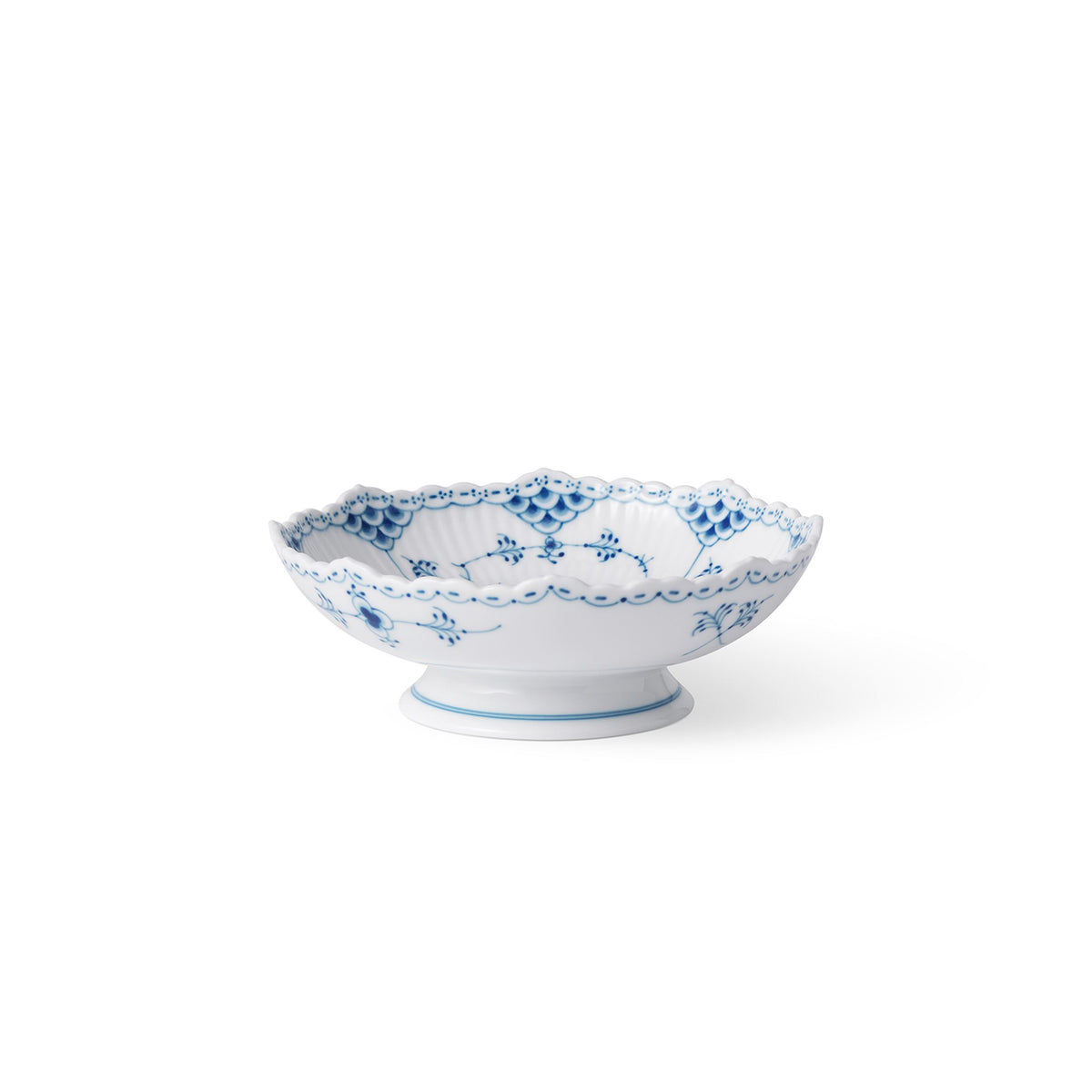 Blue Fluted Half Lace Bowl on Foot, 42 cl