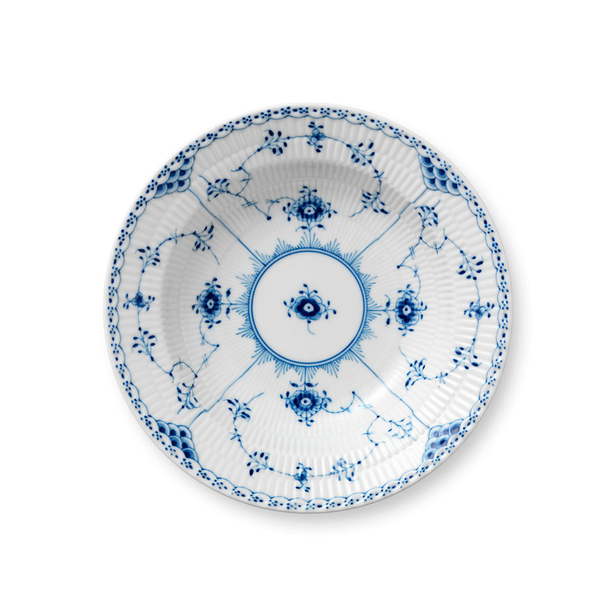 Blue Fluted Half Lace Deep Plate, 21 cm