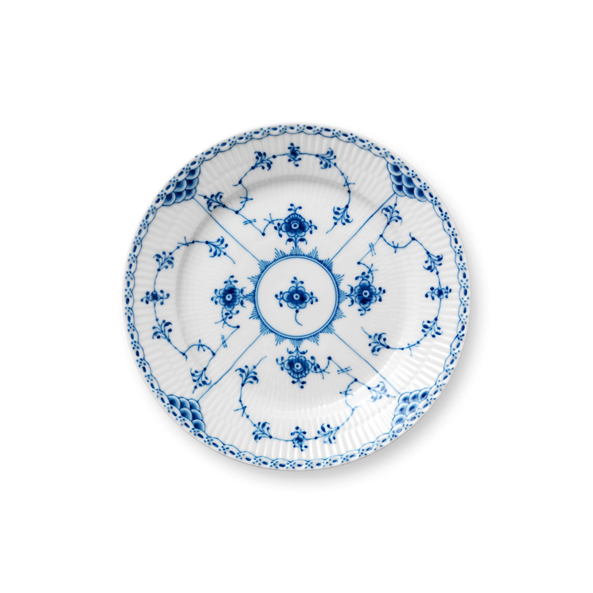 Blue Fluted Half Lace Plate, 19 cm