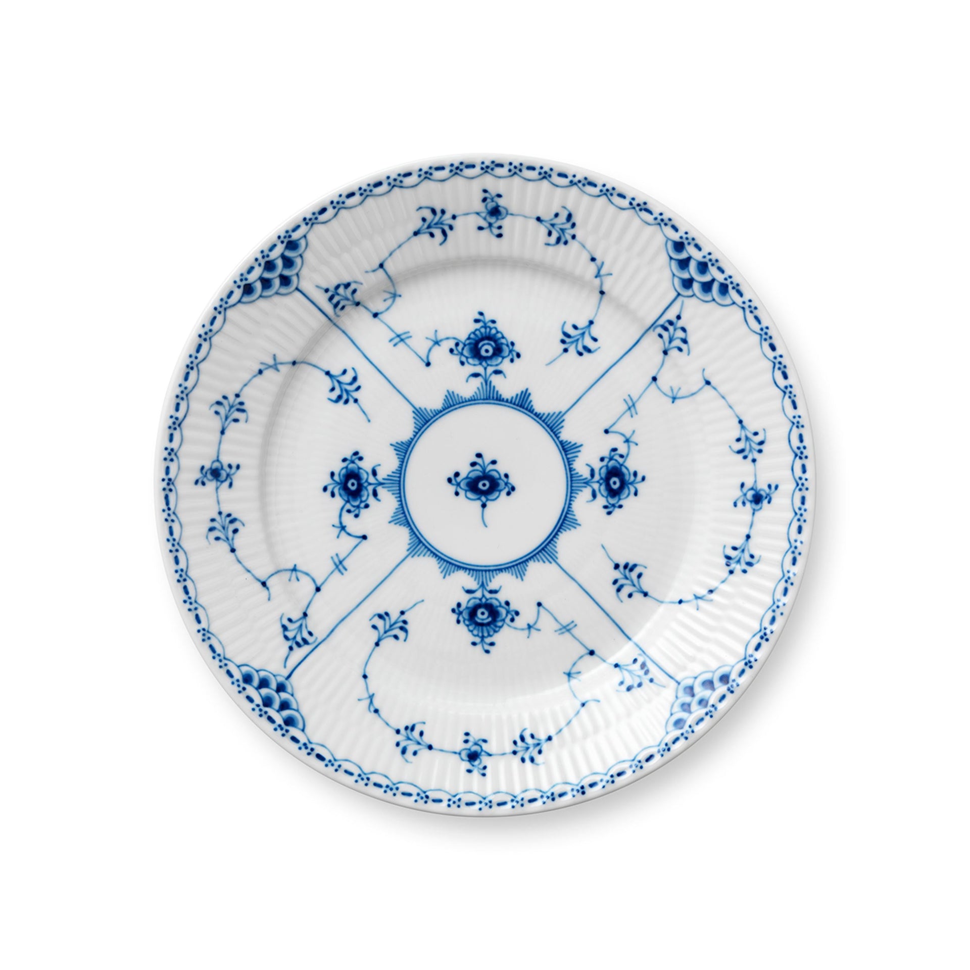 Blue Fluted Half Lace Plate, 22 cm