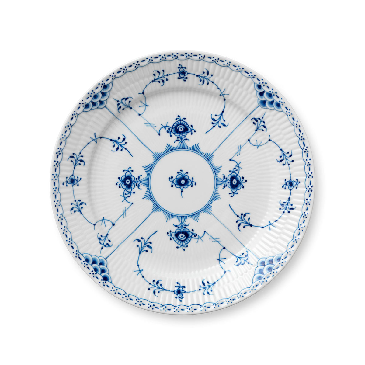 Blue Fluted Half Lace Plate, 25 cm