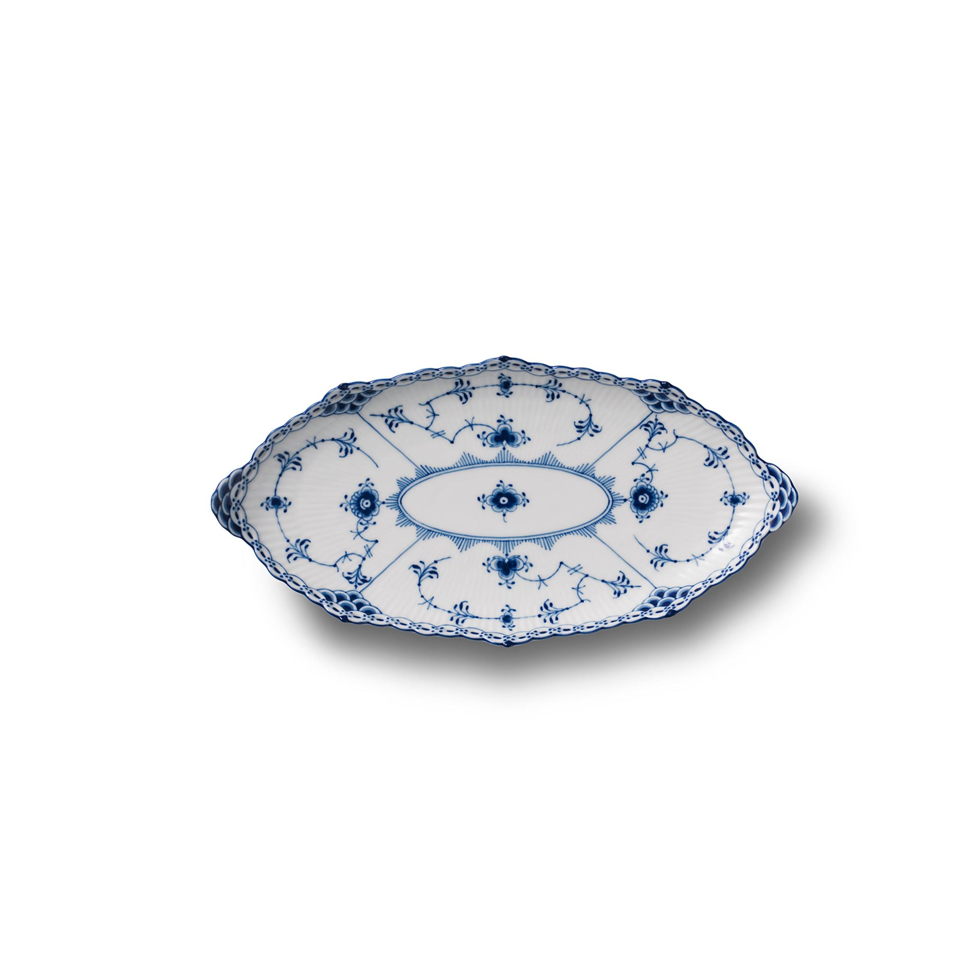 Blue Fluted Half Lace Assiette, 24.5 cm
